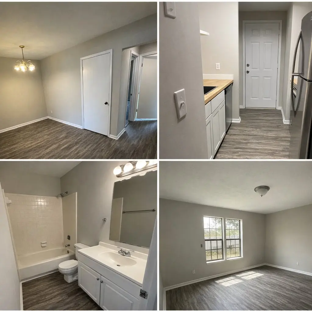 Full interior repaint — fresh gray walls and white trim throughout Tallahassee FL home by Seminole Ventures Painting